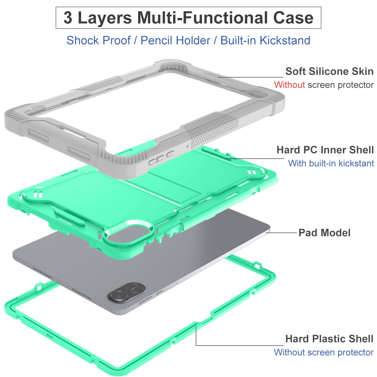 For Honor Pad X9 Protective Case Kickstand Shockproof Silicone + PC Tablet Cover For Honor Pad X9 Protective Case Kickstand Shockproof Silicone + PC Tablet Cover